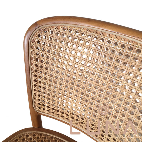 VICTOR - Wood Chair with Rattan Weaving